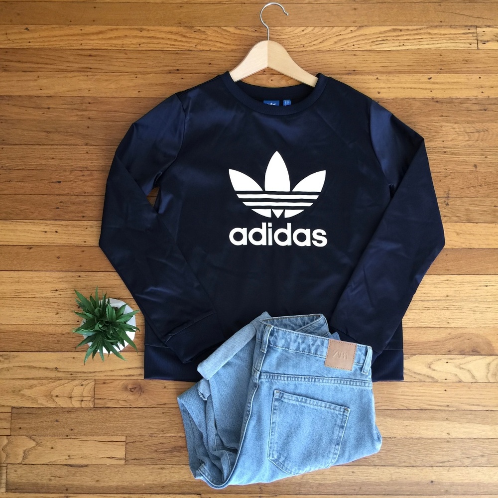 Adidas satin feel crew neck sweatshirt
